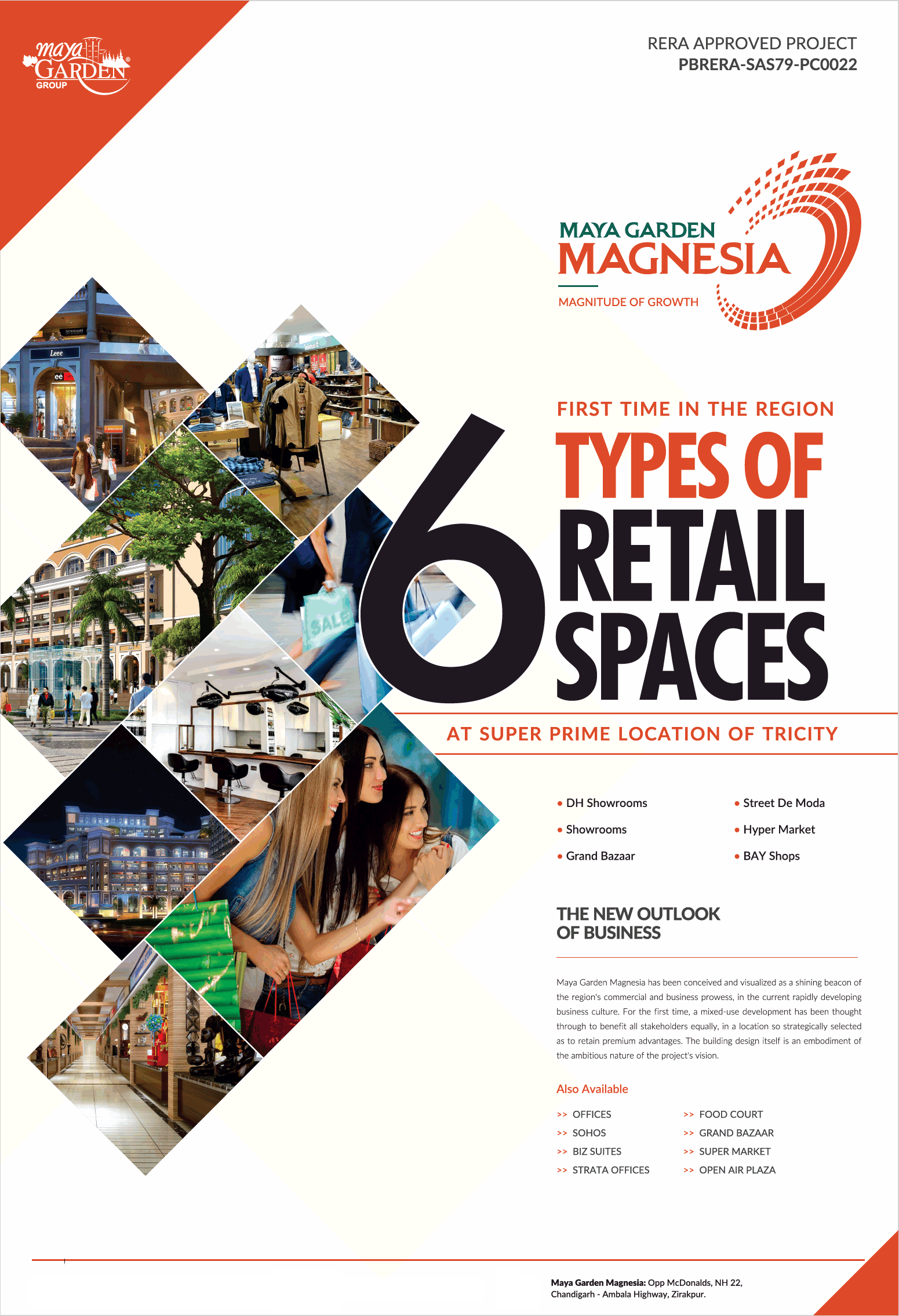 6 Types of Retail Shop in the prime location of Tricity at Maya Garden Magnesia in Chandigarh
